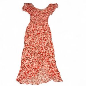 Elegant Red Floral Maxi Dress